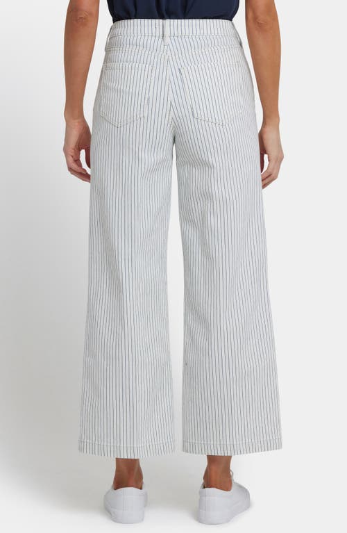 Nydj Teresa Stripe Exposed Button Ankle Wide Leg Jeans In Brown