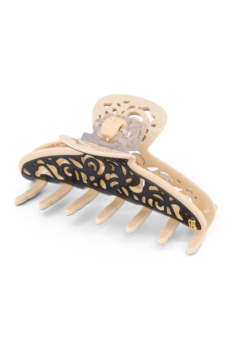 Roma acetate hair clip, Alternate, color, Beige black
