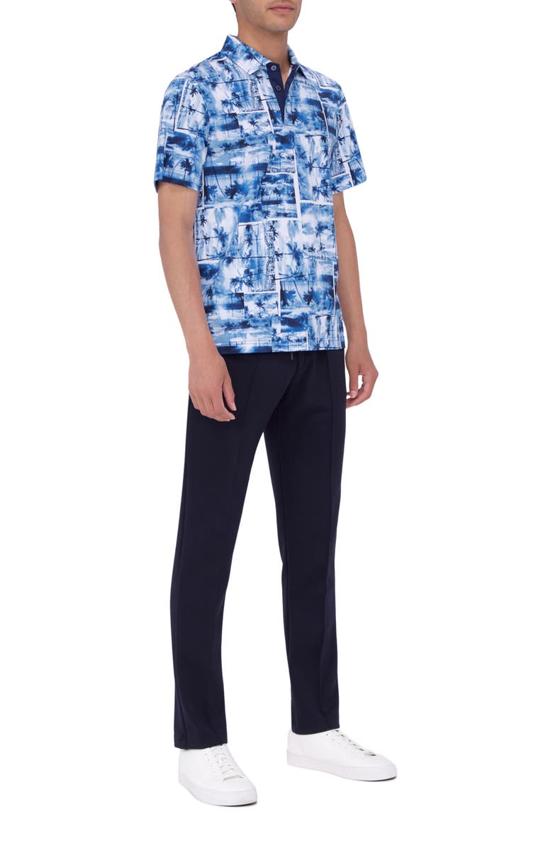 Bugatchi Hendrix Digital Tropical Print Pima Cotton Polo, Alternate, color, Classic Blue