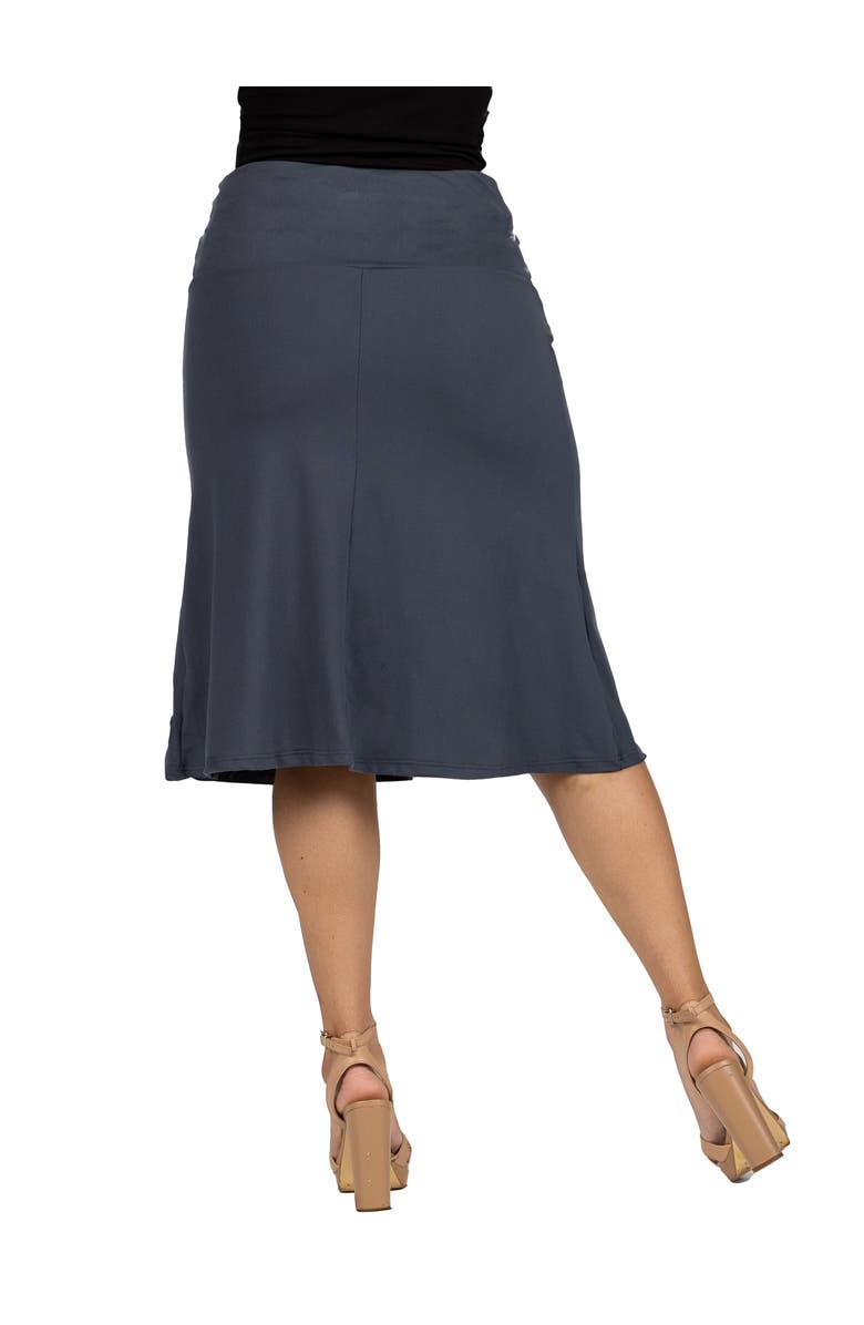 24seven Comfort Apparel A-LINE Elastic Waist Knee Length Skirt, Alternate, color, Charcoal