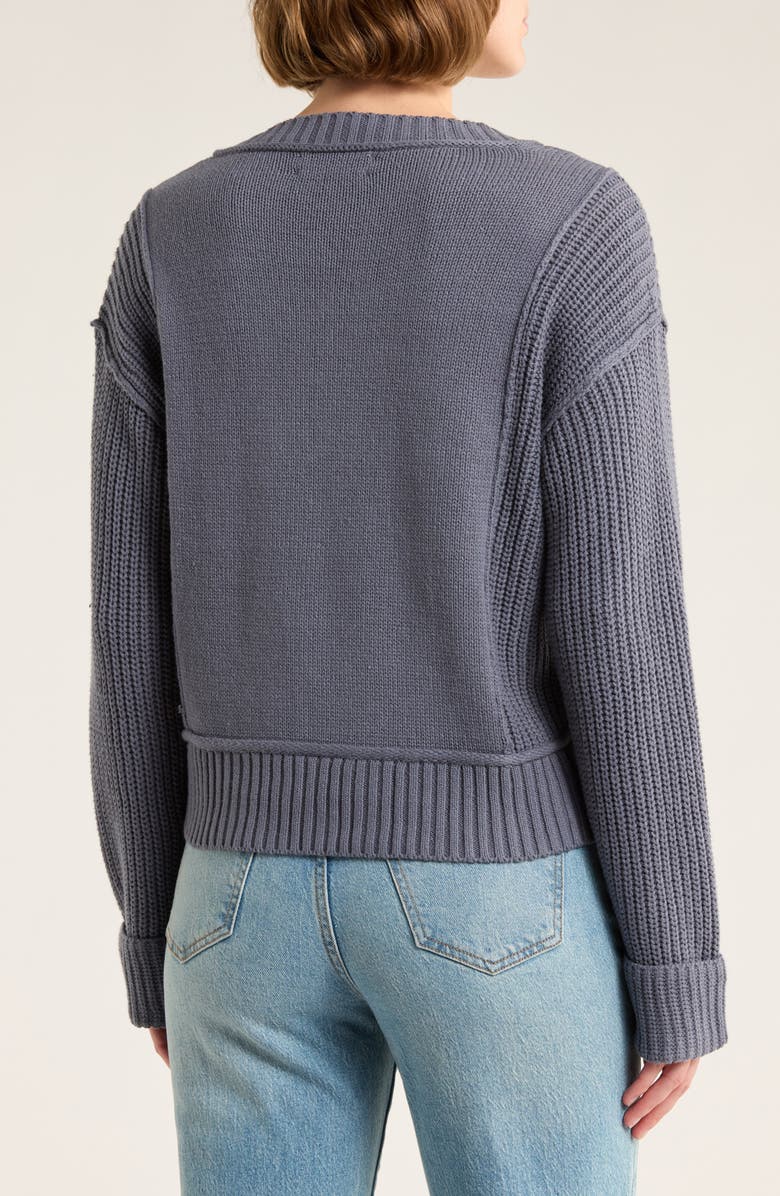 Lucky Brand Textured V-Neck Sweater, Alternate, color, Grisaille