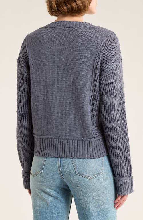 Lucky Brand Textured V-neck Sweater In Gray