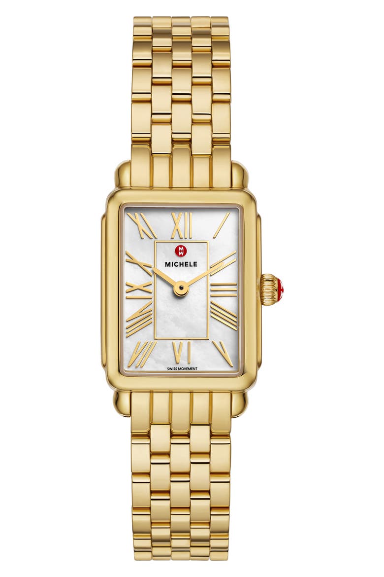 Deco Park Mother-of-Pearl Bracelet Watch, 23mm x 29mm, Main, color, GOLD