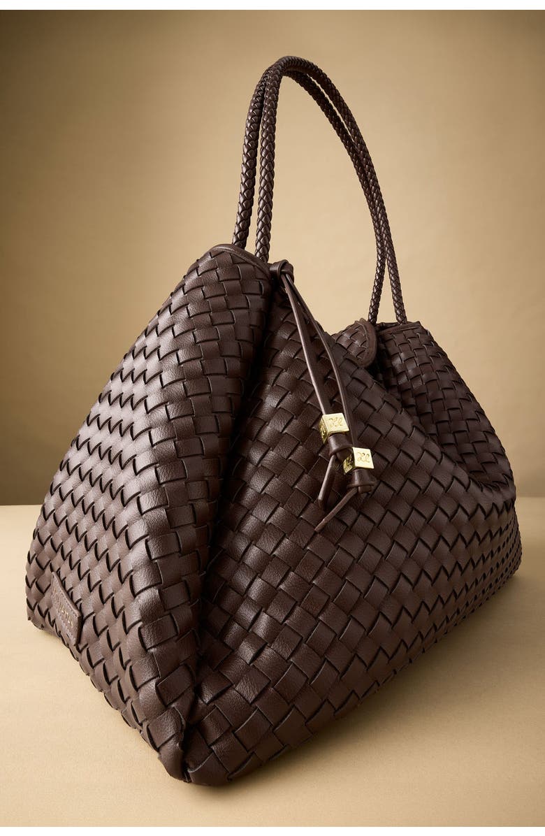 Katie Loxton Nova Hand Woven Large Shoulder Bag in Chocolate, Alternate, color, Chocolate