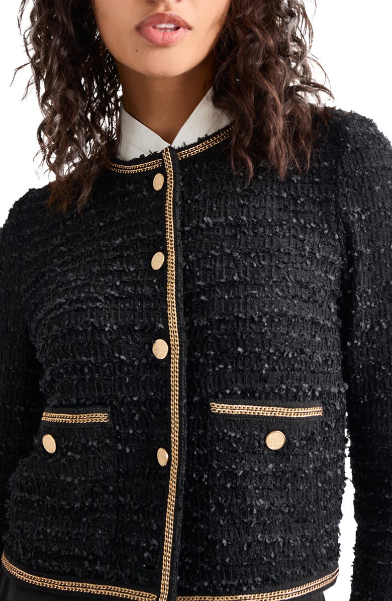 Misook Double Chain Trim Boxy Knit Jacket, Alternate, color,