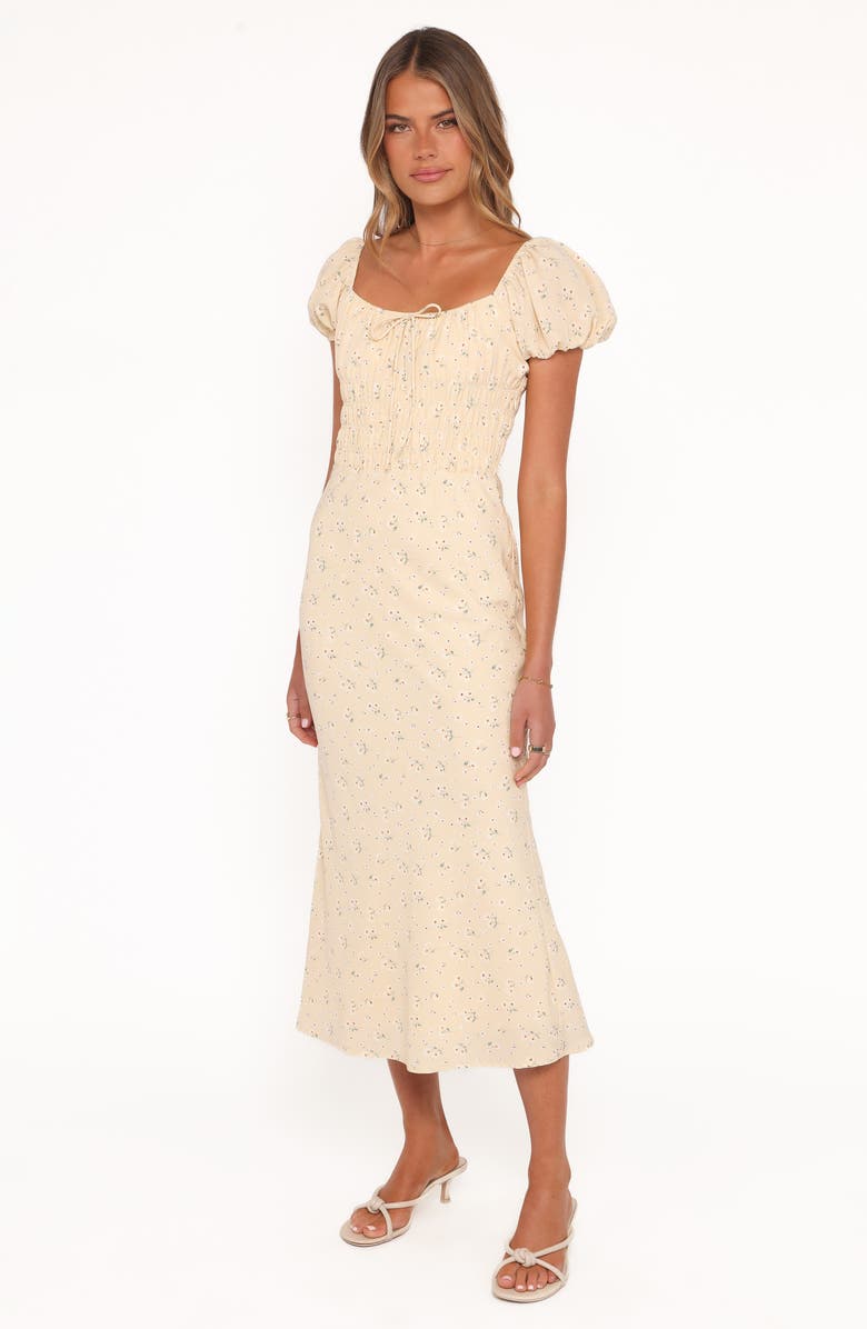 Petal & Pup Teigan Floral Midi Dress, Alternate, color, Yellow Floral