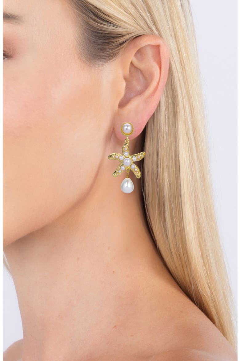 Zasa Starfish Drop Earrings, Alternate, color, GOLD