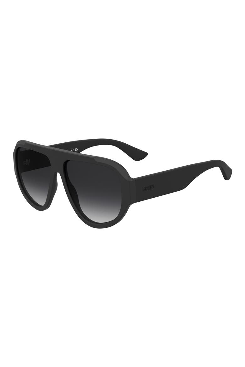 61mm Gradient Pilot Sunglasses, Alternate, color, MATTE BLACK/ DARK GREY SF