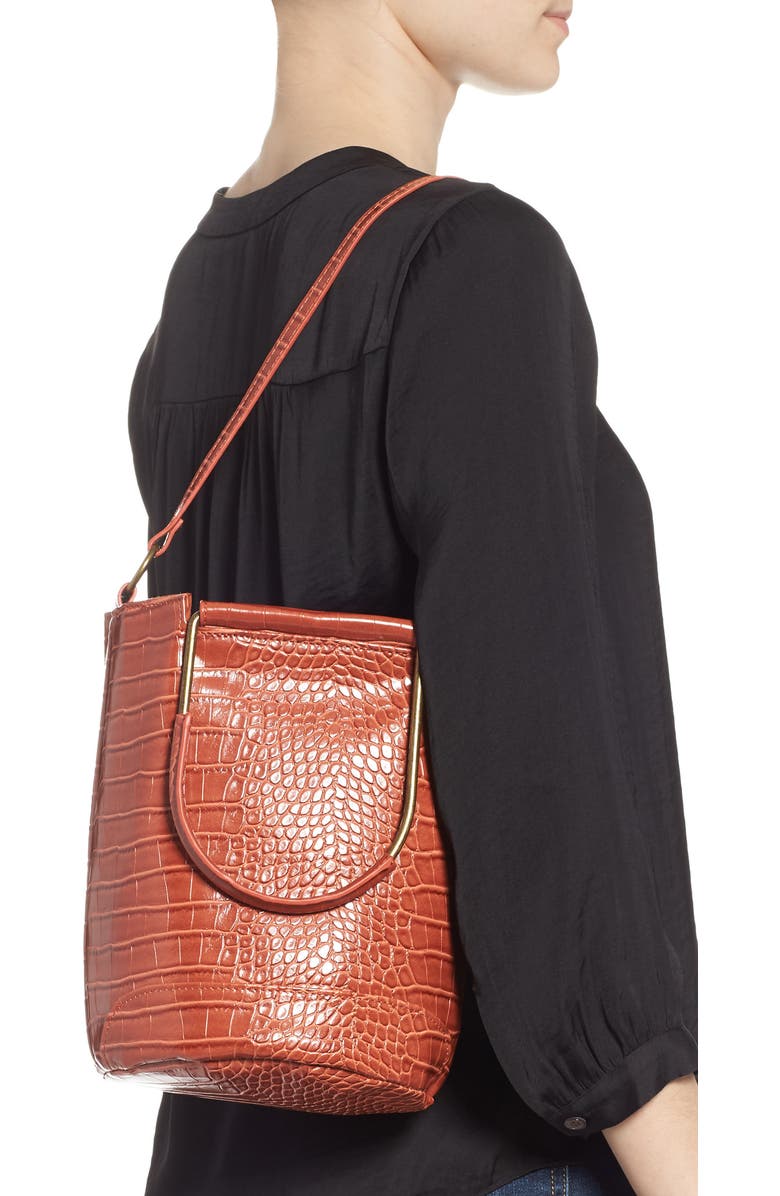 T-Shirt & Jeans Croc Embossed Faux Leather Tote, Alternate, color,