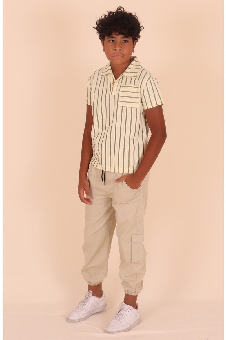 Kids' Vertical Stripe Polo Shirt, Alternate, color, OLIVE