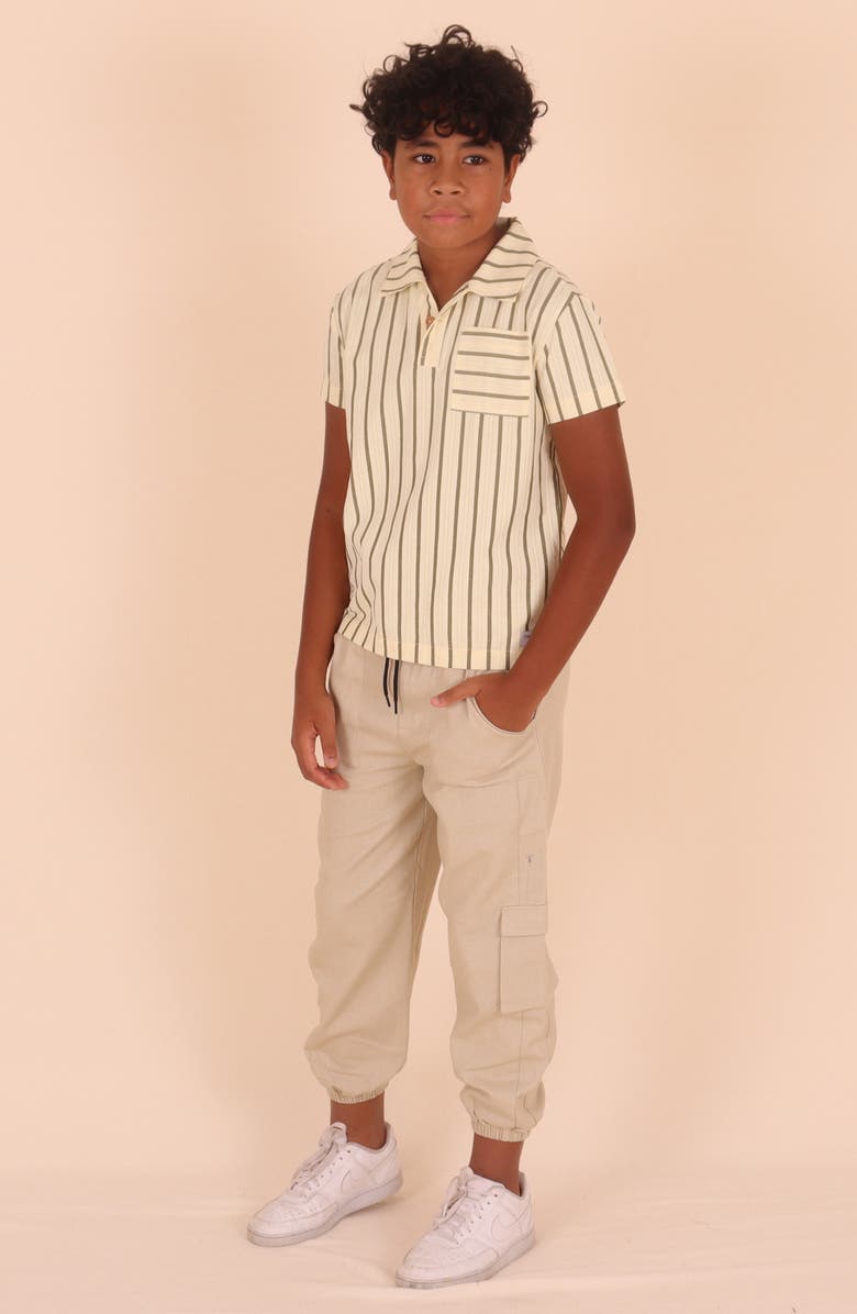 TINY TRIBE Kids' Vertical Stripe Polo Shirt, Alternate, color, Olive