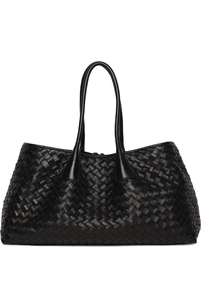Walter Baker Alina Large Woven Leather Tote Bag, Main, color, Black