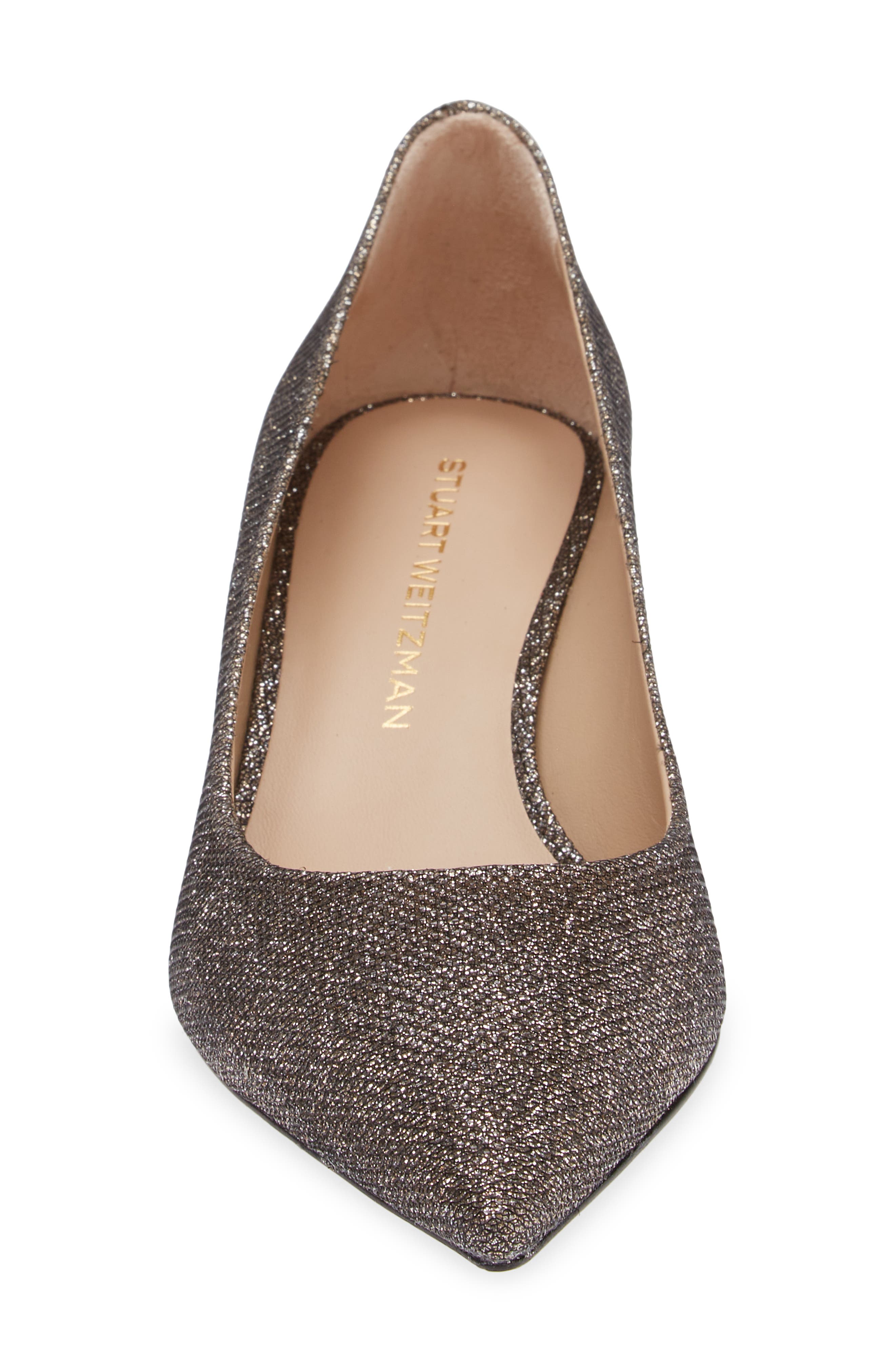 Stuart Weitzman Power Pointed Toe Kitten Heel Pump, Alternate, color, New Pyrite New Noir
