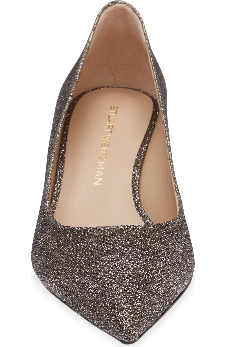 Stuart Weitzman Power Pointed Toe Kitten Heel Pump, Alternate, color, New Pyrite New Noir
