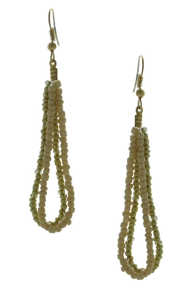 Daphne Beaded Double Drop Earrings, Main, color, GOLD / BEIGE