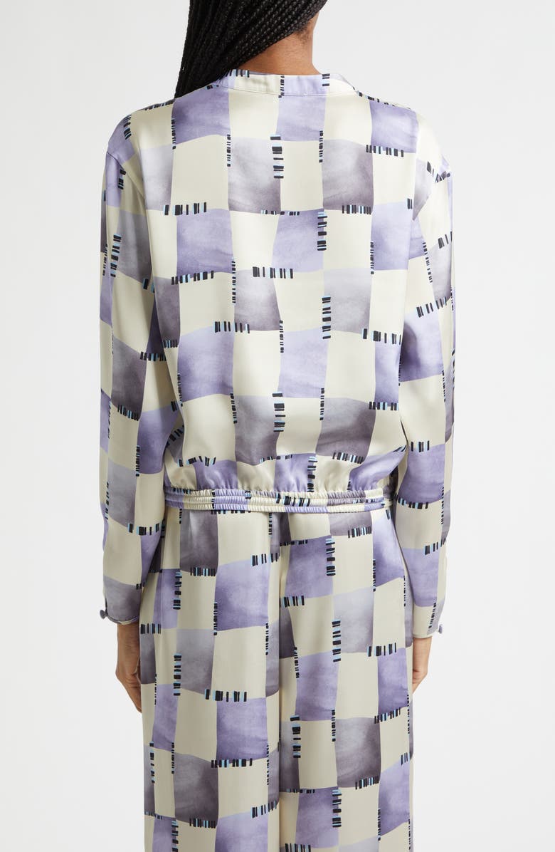 Emporio Armani Check Satin Top, Alternate, color, Purple