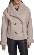 Levi's Faux Leather & Faux Shearling Double Breasted Coat
