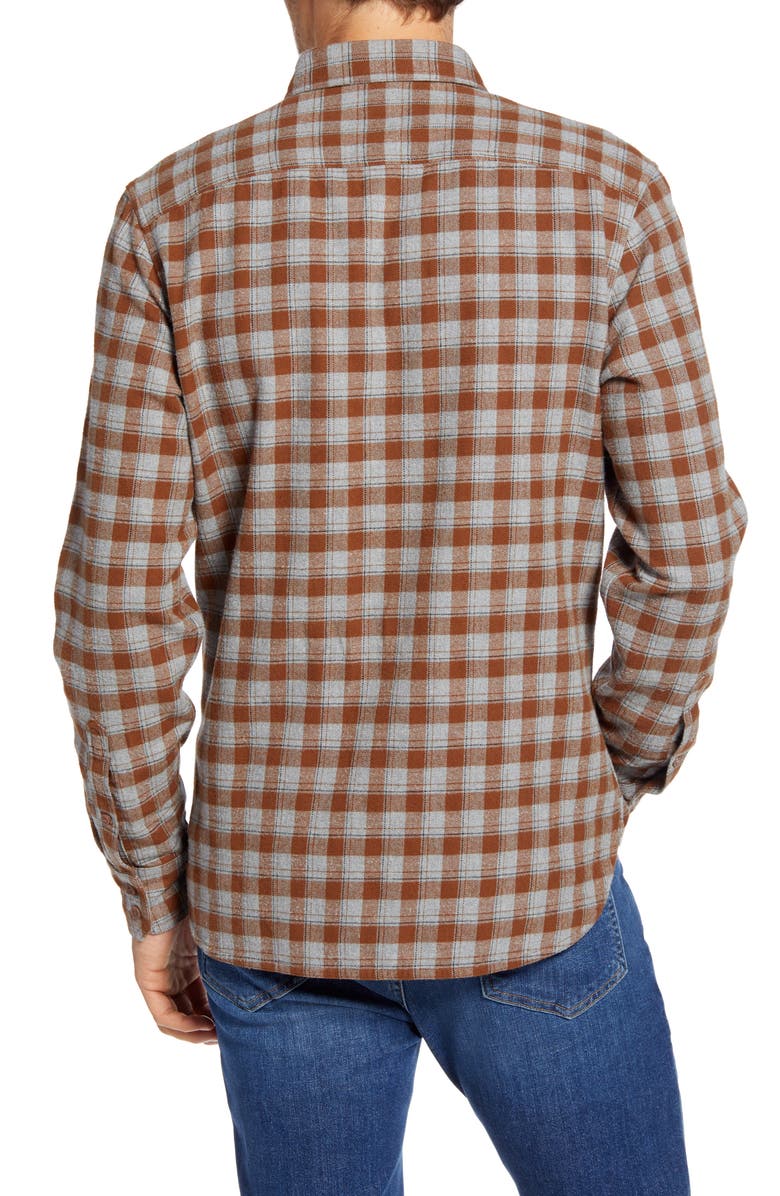1901 Trim Fit Plaid Flannel Button-Up Shirt, Alternate, color,