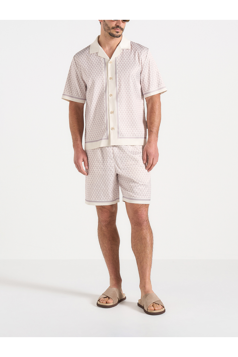 Idriss Eiffel Monogram Resort Shirt, Main, color, Cream