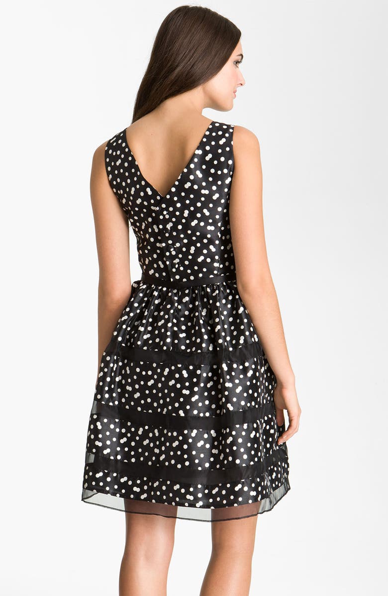 Taylor Dresses Belted Taffeta Fit & Flare Dress, Alternate, color, 