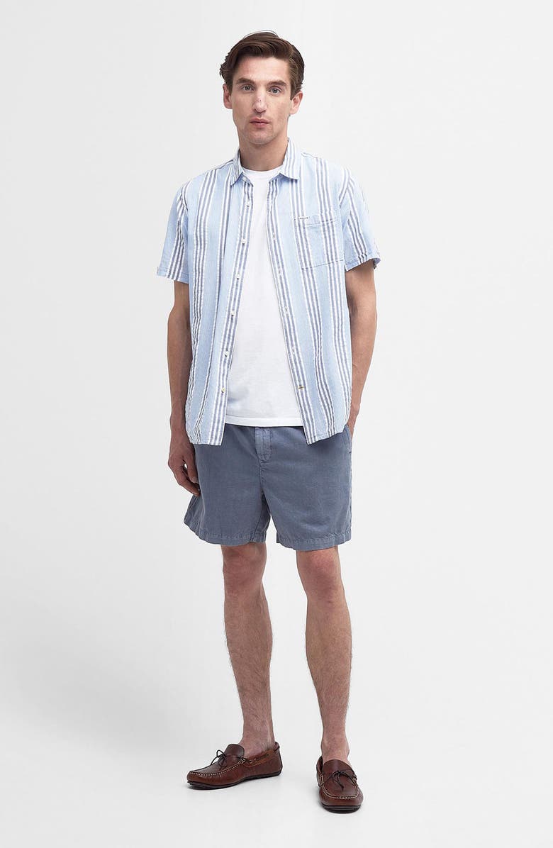 Barbour Stonebay Stripe Short Sleeve Cotton Seersucker Button-Up Shirt, Alternate, color, Sky