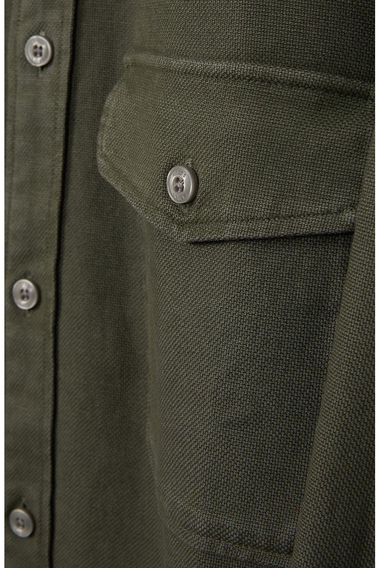Caparazzo Brushed Stretch Cotton Button-Up Shirt, Alternate, color, KHAKI GREEN