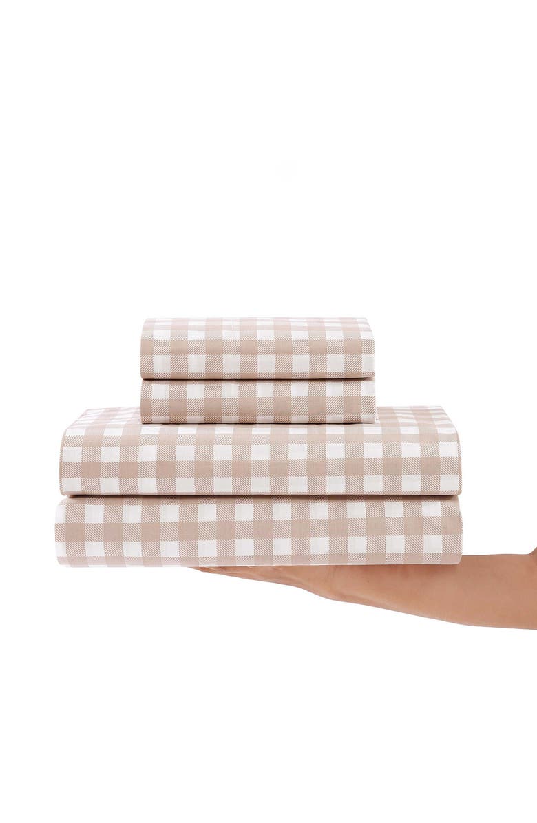 STONE COTTAGE Cottage Check 200 Thread Count Cotton Percale Sheet Set, Alternate, color, Light Beige