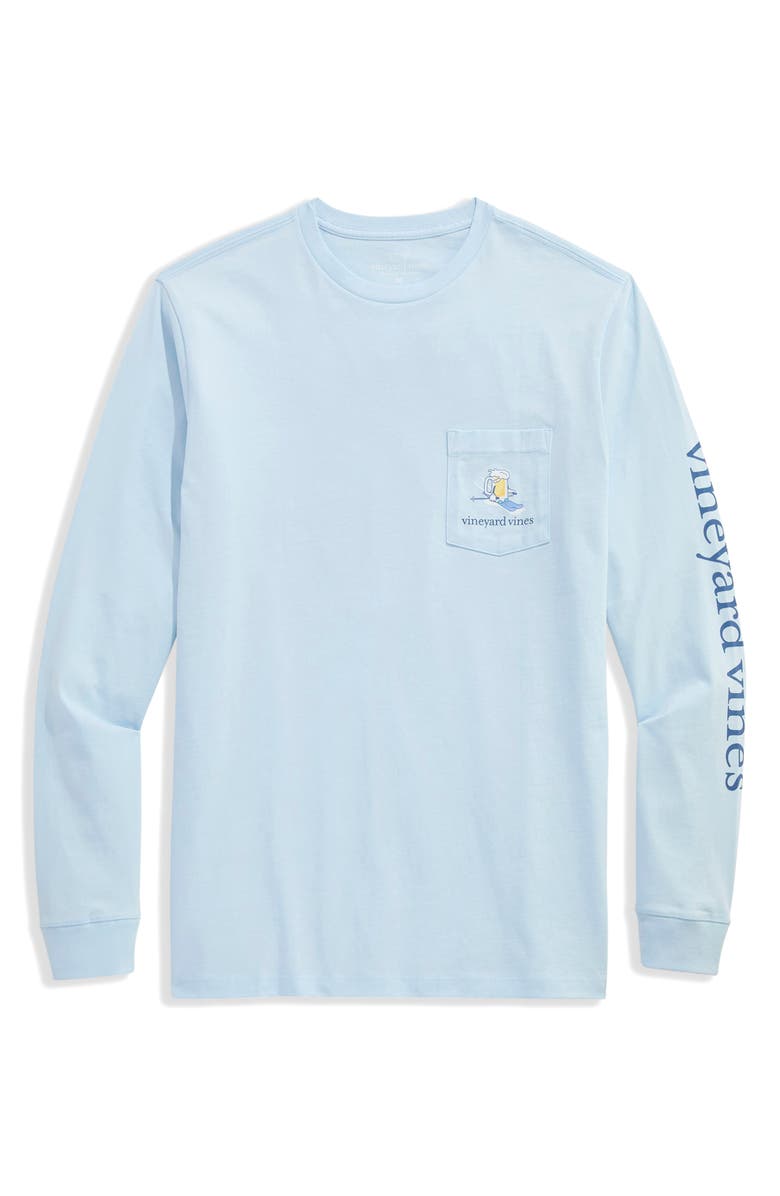 vineyard vines Brew Ski Time Graphic Pocket Long Sleeve T-Shirt, Main, color, Ice Water