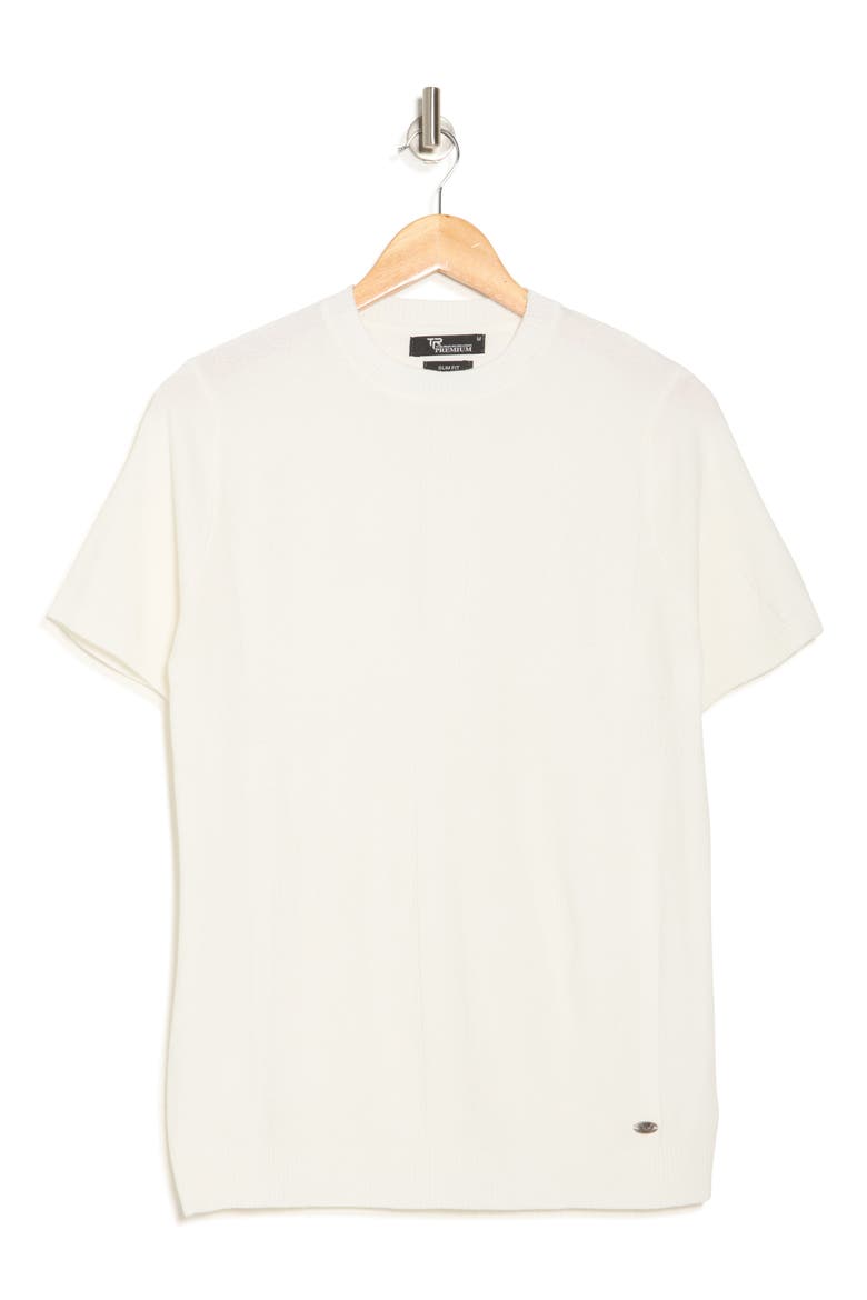 Textured Knit Short Sleeve Sweater, Alternate, color, CREAM