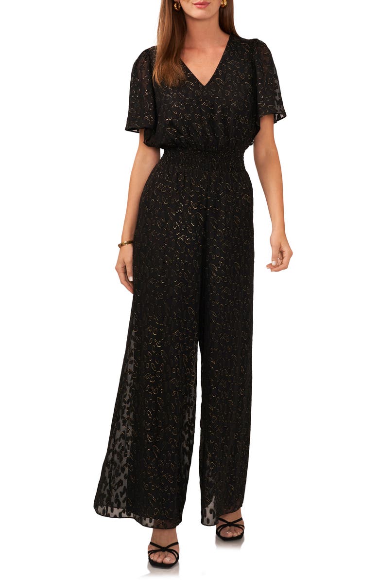 Vince Camuto Style Line Flutter Sleeve Jumpsuit, Main, color, 
