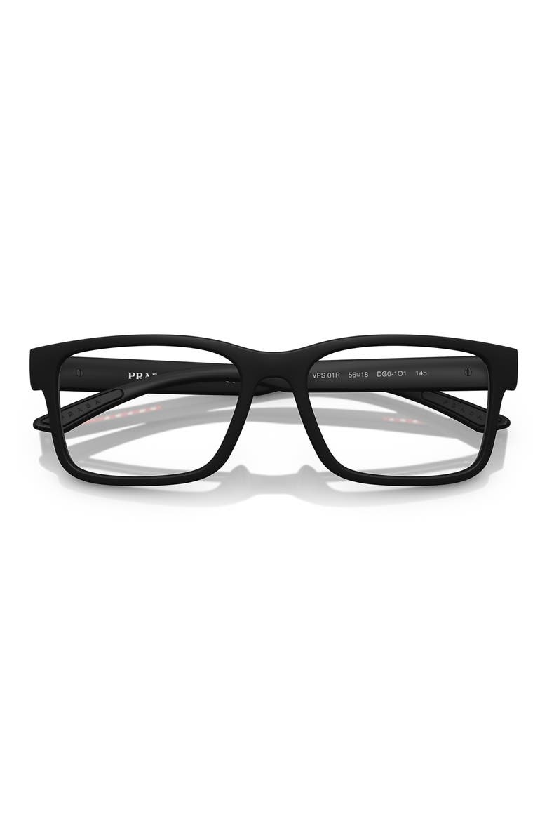 56mm Rectangular Optical Glasses, Alternate, color, RUBBER BLACK