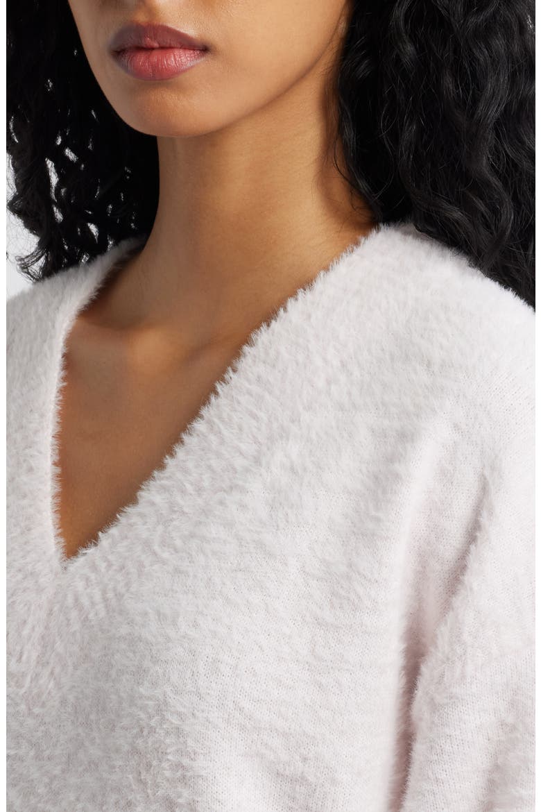 Fuzzy V-Neck Sweater, Alternate, color, PINK PRIMROSE