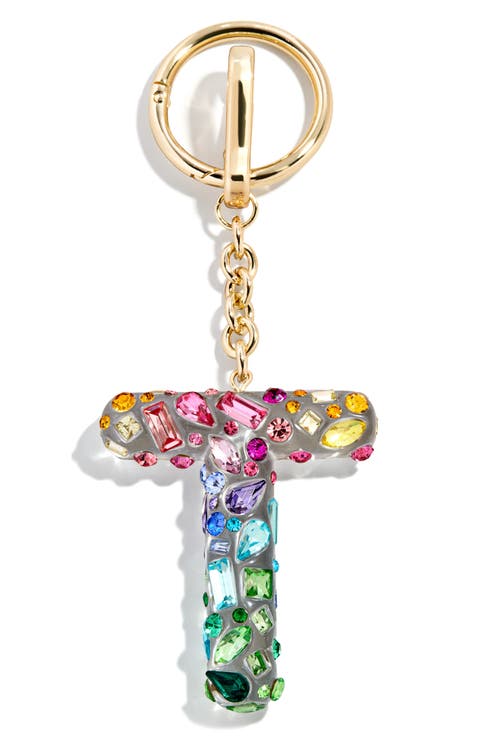 Crystal Initial Key Ring Bag Charm