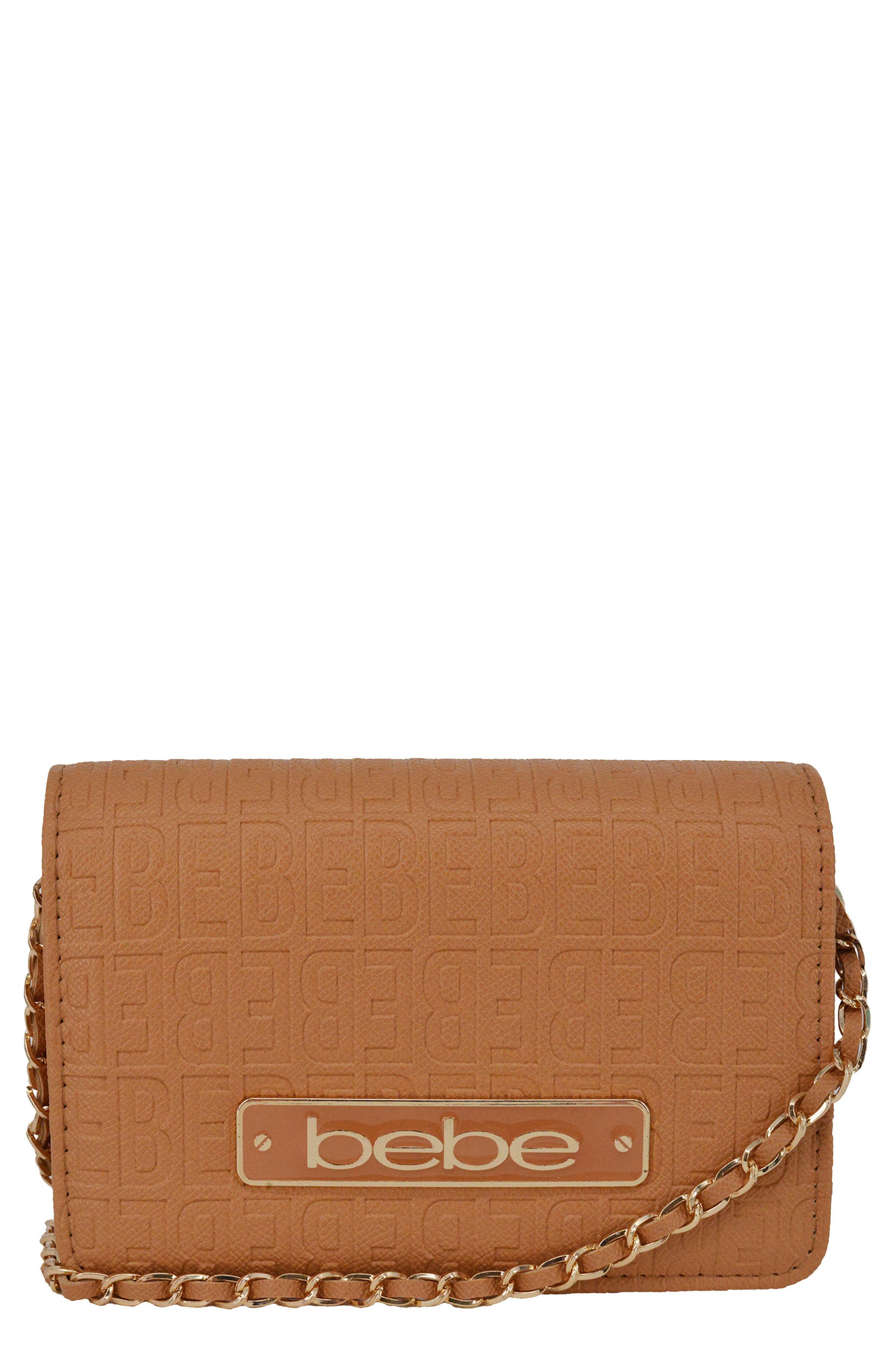 bebe Thea Crossbody Bag, Main, color, Camel