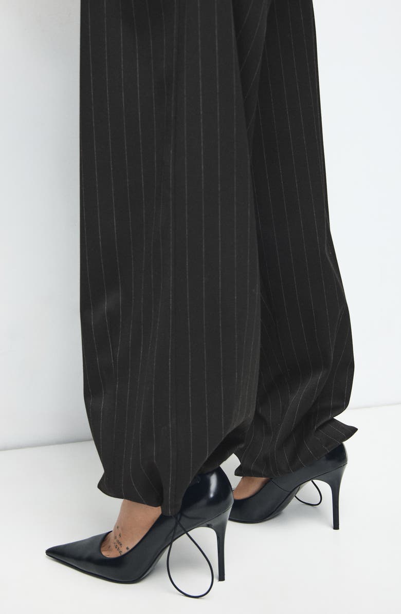 MANGO Pinstripe Balloon Pants, Alternate, color, Black