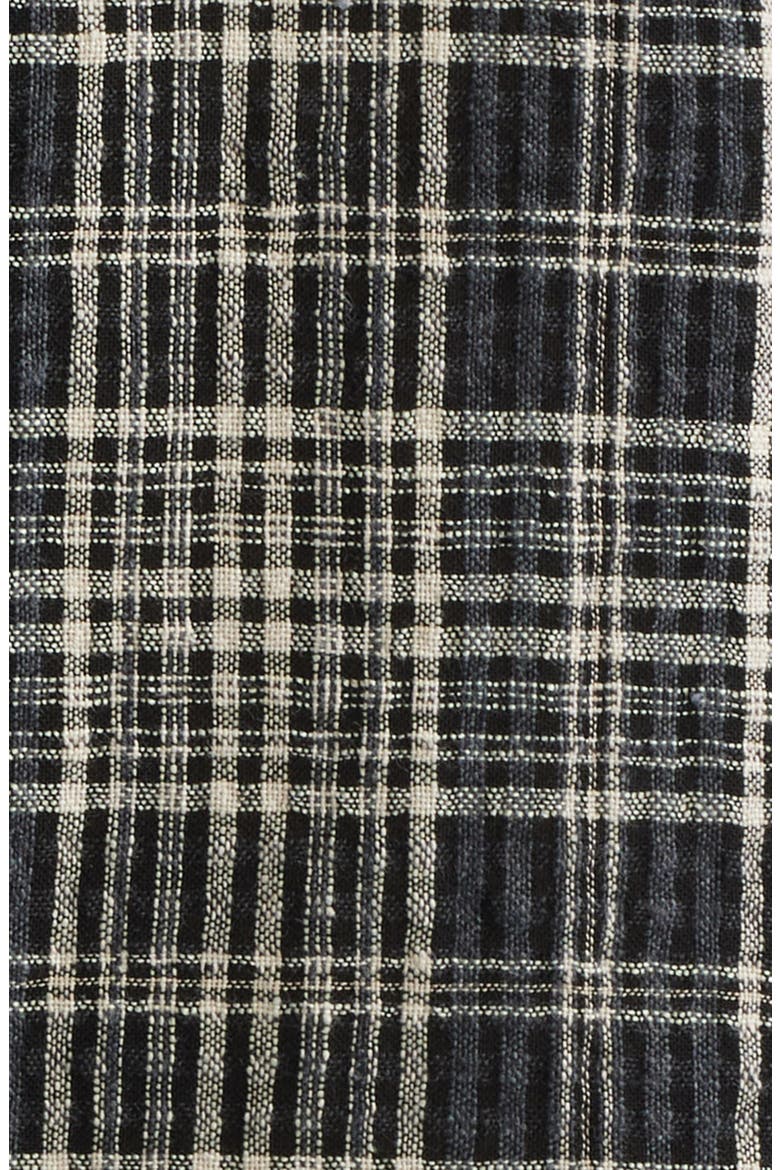 Plaid Seersucker Short Sleeve Button-Up Shirt, Alternate, color, BLACK