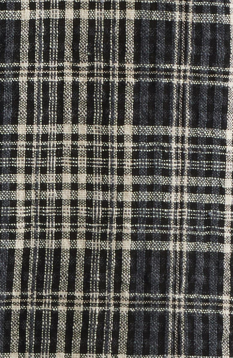 Corridor Plaid Seersucker Short Sleeve Button-Up Shirt, Alternate, color, Black