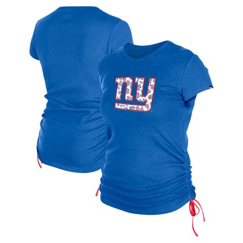 Women's New Era Royal New York Giants Ruched Side T-Shirt