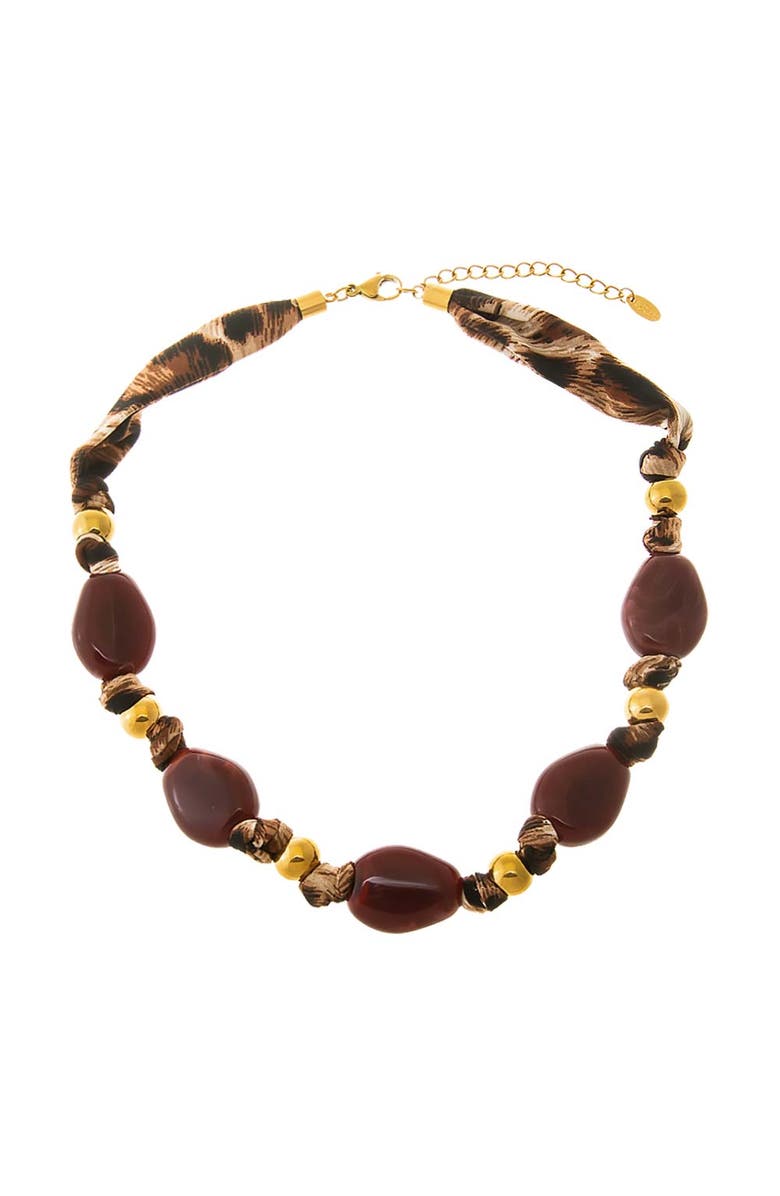 BY ADINA EDEN Bandana Wrap Gold Bead Necklace, Alternate, color, Brown