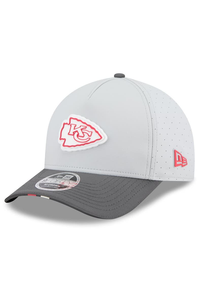 New Era Men's New Era Gray/Graphite Kansas City Chiefs 2025 NFL Training Camp A-Frame 9FORTY Adjustable Hat, Main, color, Gray