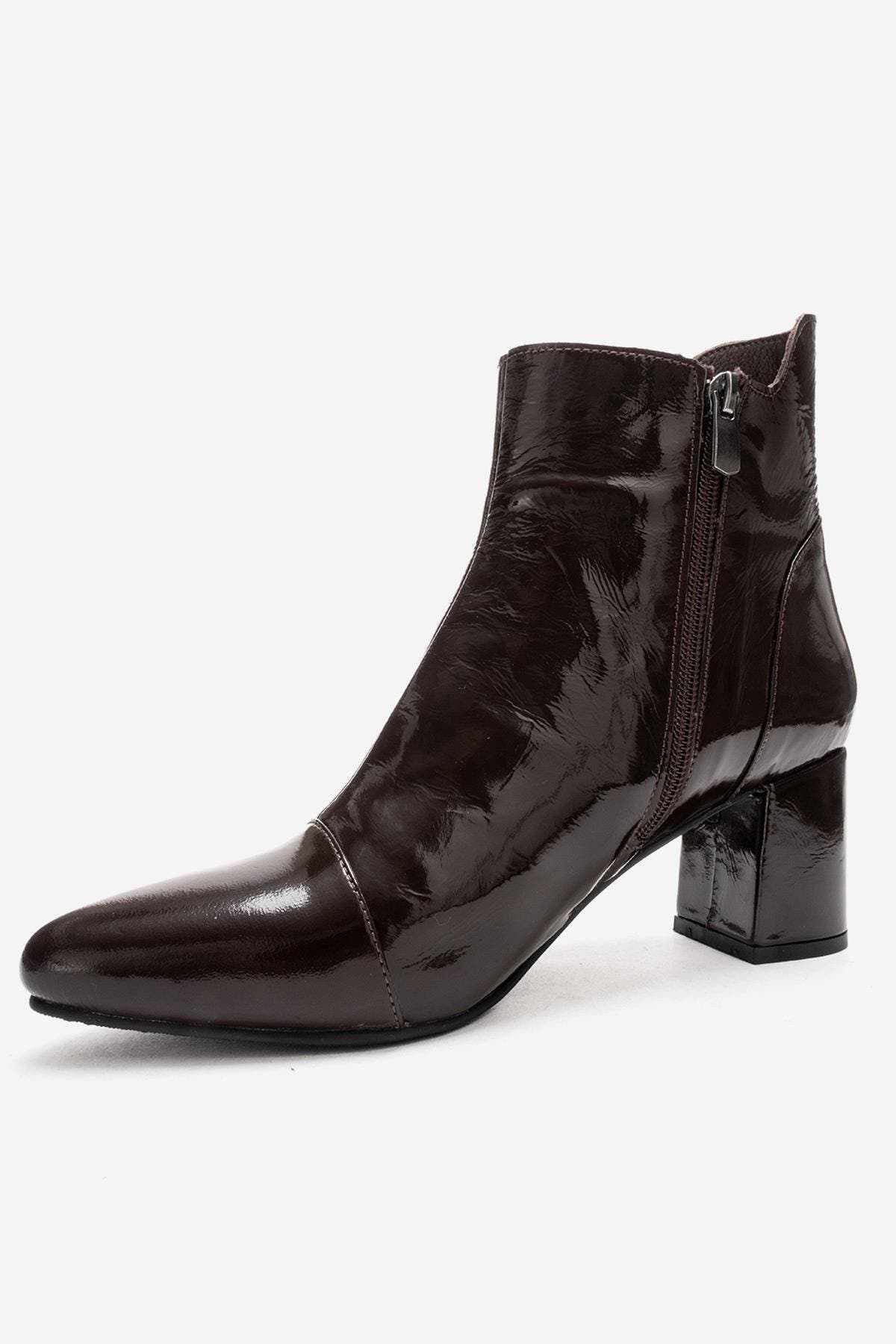 Gael Leather Block Heel Boot, Alternate, color, Brown Patent Leather