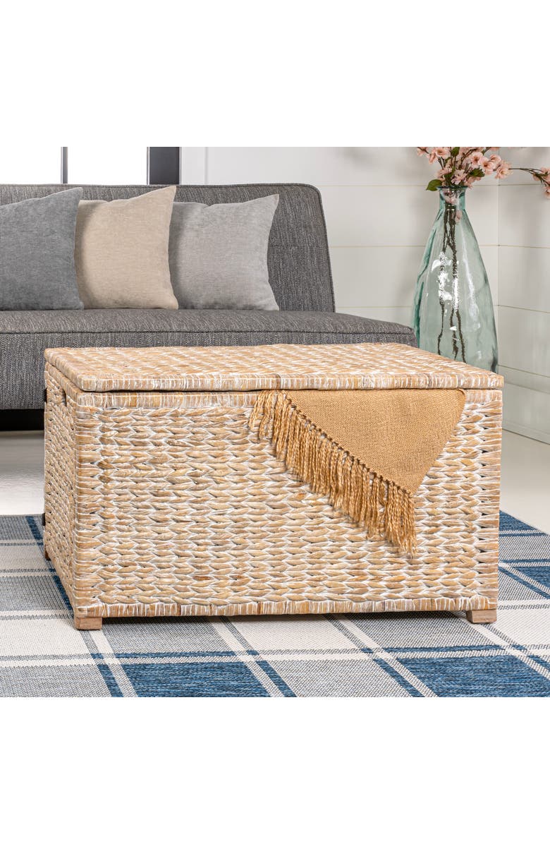 HAPPIMESS Anada Handwoven Wicker Weave Storage Trunk, Alternate, color, White Wash