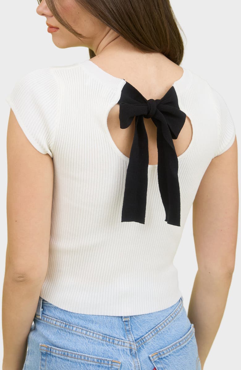 Blu Pepper Bow Tie Knit Top, Alternate, color, Cream