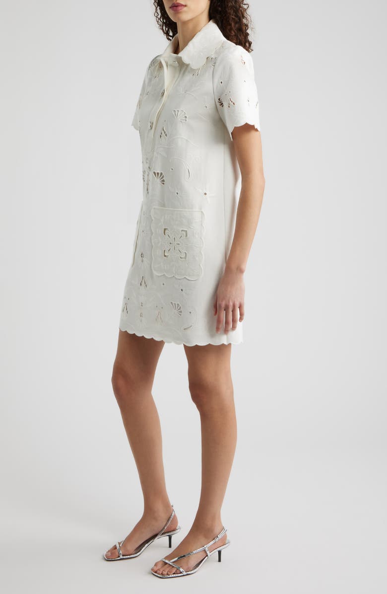 Elie Tahari The Marianna Embroidered Cotton Shirtdress, Alternate, color,