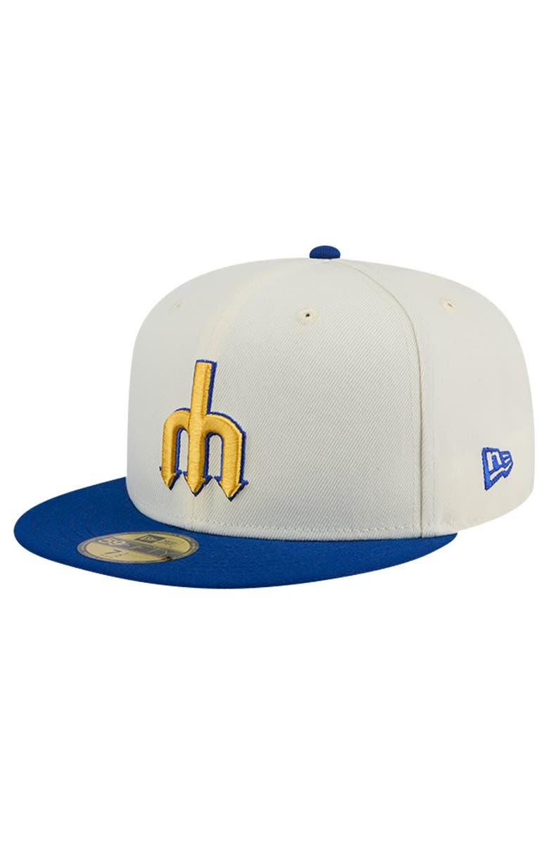 New Era Men's New Era Cream Seattle Mariners Cooperstown Collection Chrome 59FIFTY Fitted Hat, Alternate, color,