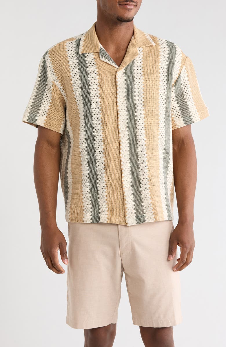 DENIM AND FLOWER Off White Button Front Shirt, Main, color, Off White