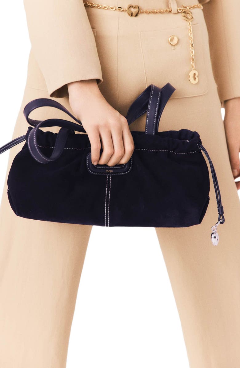 maje Topstitched suede Milpli Gazette, Alternate, color, Marine Blue