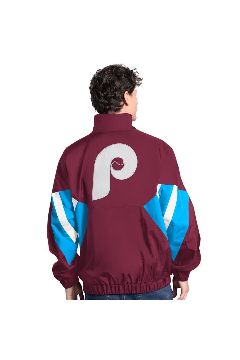 Men's Starter  Burgundy Philadelphia Phillies Cooperstown Chief Half-Zip Pullover, Alternate, color, Burgundy