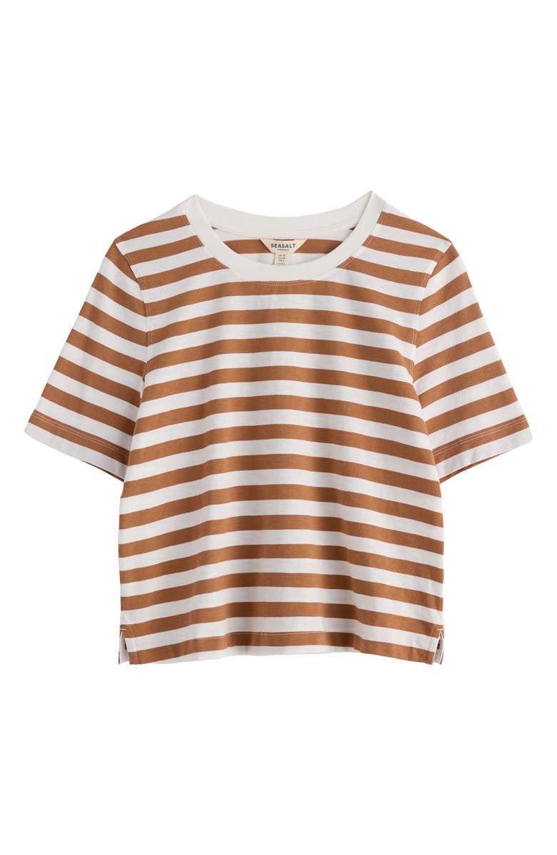 Seasalt Cornwall Copseland Stripe Organic Cotton T-Shirt, Main, color, Scallion Chalk Basket