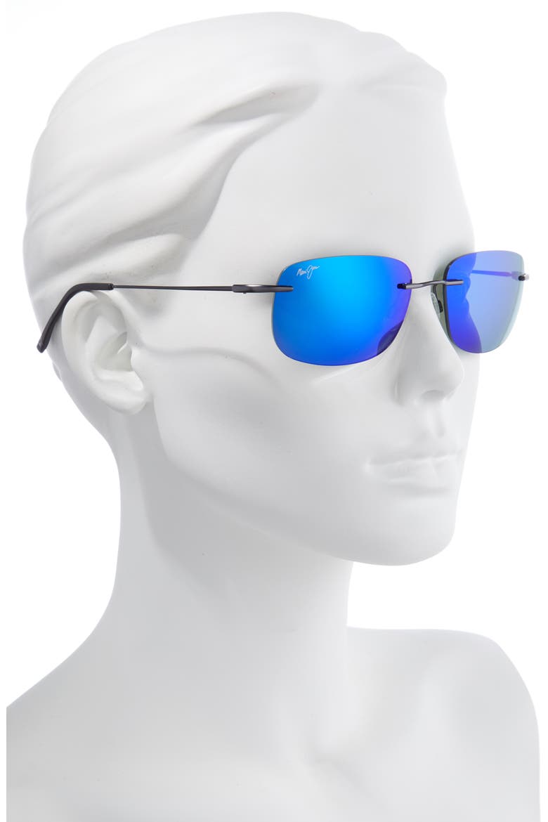 Ohai 59.5mm Polarized Rectangle Sunglasses, Alternate, color, GUNMETAL/ BLUE HAWAII